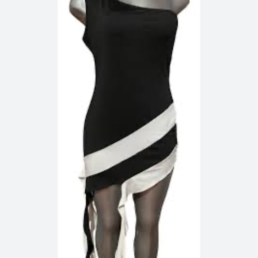 One shoulder short ruffle dress